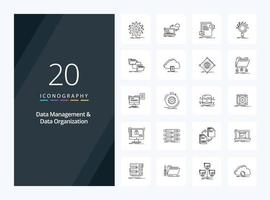 20 Daten Verwaltung und Daten Organisation Gliederung Symbol zum Präsentation vektor