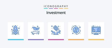 investering blå 5 ikon packa Inklusive pengar. lämna tillbaka. händer. investering. meny. kreativ ikoner design vektor