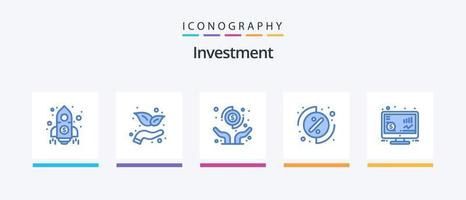 Investition Blau 5 Symbol Pack einschließlich Geld. zurückkehren. Hände. Investition. Speisekarte. kreativ Symbole Design vektor