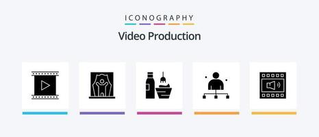 Video Produktion Glyphe 5 Symbol Pack einschließlich Chef. Chef. Film Künstler. bilden Zubehör. Körperpflege. kreativ Symbole Design vektor