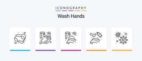 waschen Hände Linie 5 Symbol Pack einschließlich Hand. Hand sprühen. Hände. Hände. schmutzig. kreativ Symbole Design vektor