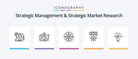 strategisch Verwaltung und strategisch Markt Forschung Linie 5 Symbol Pack einschließlich Fabrik. Erfolg. Benutzer. gewachsen. Pflanze. kreativ Symbole Design vektor