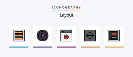 Layout Linie gefüllt 5 Symbol Pack einschließlich Wird geladen. Ellipse. Netz. Layout. ziehen. kreativ Symbole Design vektor