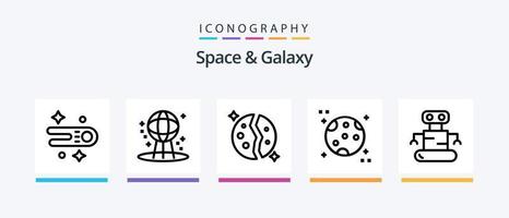 Plats och galax linje 5 ikon packa Inklusive astronomi. måne. Plats. astronomi. robot. kreativ ikoner design vektor