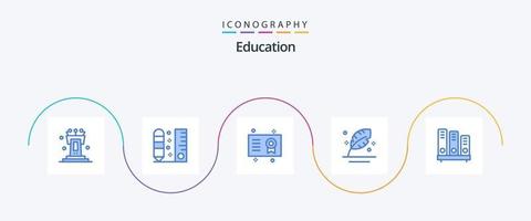 Bildung Blau 5 Symbol Pack einschließlich Feder. Tinte. Skala. Feder. Grad vektor