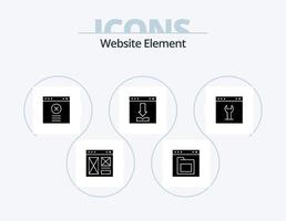 hemsida element glyf ikon packa 5 ikon design. läser in. ladda ner. mapp. webbläsare. hemsida vektor