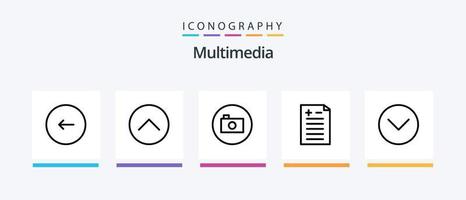 multimedia linje 5 ikon packa Inklusive kommunikation. pil. ner. multimedia. media. kreativ ikoner design vektor