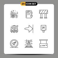 9 kreativ ikoner modern tecken och symboler av styrelse Avsluta hjärta slutet paraply redigerbar vektor design element