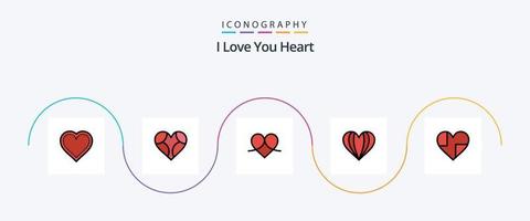 Herz Linie gefüllt eben 5 Symbol Pack einschließlich Herz. Verpackung. wie. wie. Herz vektor