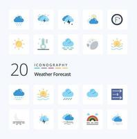 20 Wetter eben Farbe Symbol Pack mögen Wind Pfeil Sonne Wetter Wolke vektor