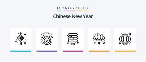 Chinesisch Neu Jahr Linie 5 Symbol Pack einschließlich Neujahr. neu. Neujahr. Chinesisch. Dekoration. kreativ Symbole Design vektor