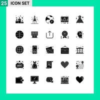 uppsättning av 25 modern ui ikoner symboler tecken för strukturera karriär information skärm förvaltning redigerbar vektor design element