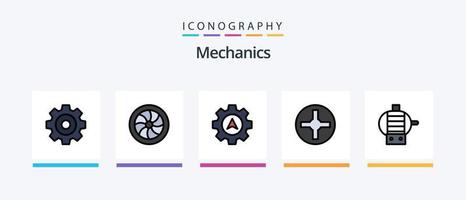 mekanik linje fylld 5 ikon packa Inklusive . bil. pump. kreativ ikoner design vektor