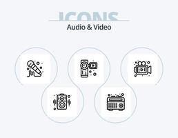 audio och video linje ikon packa 5 ikon design. . rulle. inspelare. film rulle. video vektor