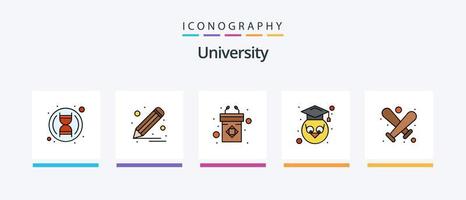 universitet linje fylld 5 ikon packa Inklusive fladdermus. plan. Uggla. pappersflygplan. skicka. kreativ ikoner design vektor