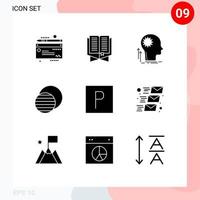 9 kreativ ikoner modern tecken och symboler av parkera Plats sinne vetenskap brainstorming redigerbar vektor design element