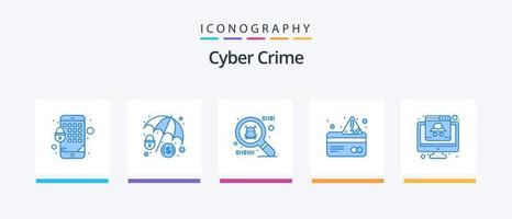 cyber brottslighet blå 5 ikon packa Inklusive hacker. cyber. brottslighet. betalning. kreativ ikoner design vektor