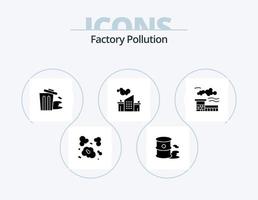 fabrik förorening glyf ikon packa 5 ikon design. industri. förorening. miljö. landskap. fabrik vektor