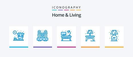 Hem och levande blå 5 ikon packa Inklusive stå. Hem. Hem. klump. Hem. kreativ ikoner design vektor