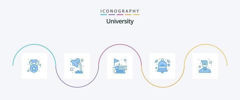 Universität Blau 5 Symbol Pack einschließlich Professor. Termin. Bücher. Benachrichtigung. warnen vektor