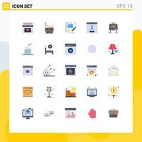 grupp av 25 platt färger tecken och symboler för läser in ladda ner noggrannhet browser pengar redigerbar vektor design element