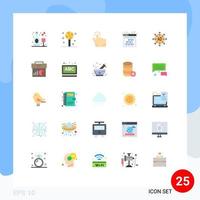 Pack von 25 modern eben Farben Zeichen und Symbole zum Netz drucken Medien eine solche wie Werbung Einreichung Werbung Finger SEO Code editierbar Vektor Design Elemente