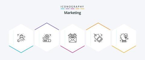 marknadsföring 25 linje ikon packa Inklusive aning. hjärna. marknadsföring. försäljning märka. marknadsföring vektor
