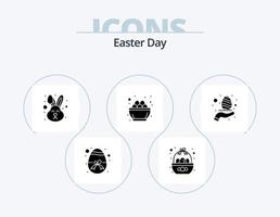 påsk glyf ikon packa 5 ikon design. bo. påsk. ägg. firande. ansikte vektor