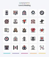 kreativ Liebe und Hochzeit 25 Linie gefüllt Symbol Pack eine solche wie Liebe. Kosmetika. Netz. Hochzeit. Liebe vektor