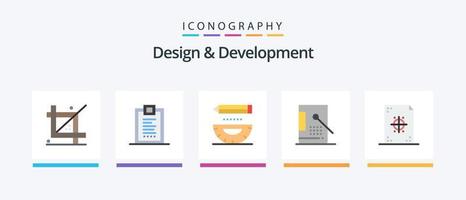 Design und Entwicklung eben 5 Symbol Pack einschließlich Design. Eimer. Design. Bleistift. Design. kreativ Symbole Design vektor