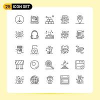 Lager Vektor Symbol Pack von 25 Linie Zeichen und Symbole zum Auge geo Geld Ausrüstung Spieler editierbar Vektor Design Elemente