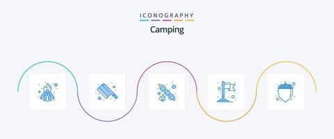 camping blå 5 ikon packa Inklusive . nöt. mat. hasselnöt. Karta vektor