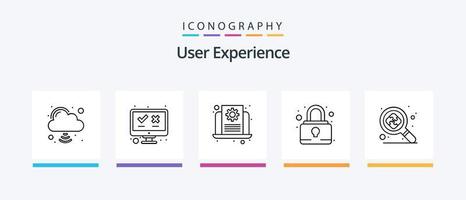 Benutzer Erfahrung Linie 5 Symbol Pack einschließlich Freischalten. Pad. Schnittstelle. Liste. dokumentieren. kreativ Symbole Design vektor
