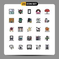 25 tematiska vektor fylld linje platt färger och redigerbar symboler av mat munk ro matlagning android redigerbar vektor design element