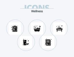 wellness glyf ikon packa 5 ikon design. spa. massage. hälsa. säng. badkar vektor