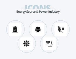 Energie Quelle und Leistung Industrie Glyphe Symbol Pack 5 Symbol Design. wirtschaftlich. Leistung. Behälter. Energie. Energie vektor