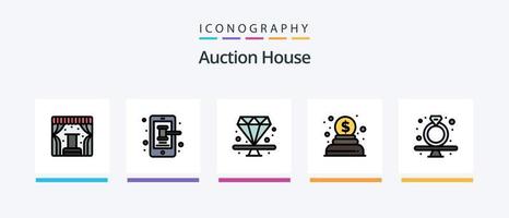 auktion linje fylld 5 ikon packa Inklusive mobil. donation. miljö. välgörenhet. lag. kreativ ikoner design vektor