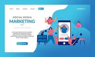 Social Media Marketing Landing Page Konzept. vektor