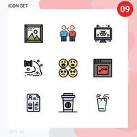 uppsättning av 9 modern ui ikoner symboler tecken för industri vetenskap samarbete övervaka atom redigerbar vektor design element