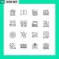 16 Benutzer Schnittstelle Gliederung Pack von modern Zeichen und Symbole von Tafel Grafik ui Staffelei Entwerfen editierbar Vektor Design Elemente