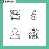 4 kreativ Symbole modern Zeichen und Symbole von Rolltreppe Benutzer Einkaufszentrum Hase Kirche editierbar Vektor Design Elemente