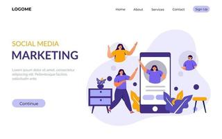 Social Media Marketing Landing Page Konzept. vektor