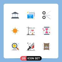 9 användare gränssnitt platt Färg packa av modern tecken och symboler av brännare dag innesluta Sol verktyg redigerbar vektor design element