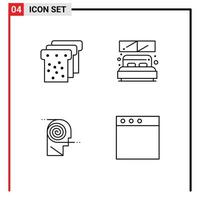 4 kreativ ikoner modern tecken och symboler av bröd definition säng fönster studie redigerbar vektor design element