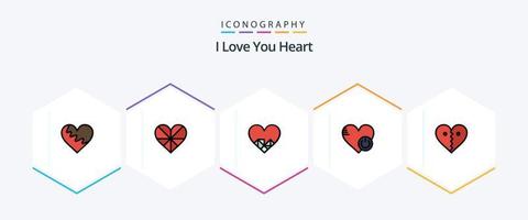 hjärta 25 fylld linje ikon packa Inklusive ha sönder. kärlek. choklad. hjärta. hjärta vektor