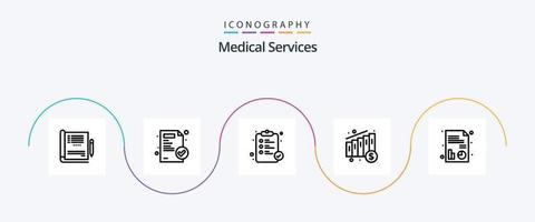 medicinsk tjänster linje 5 ikon packa Inklusive . Rapportera. medicinsk. medicinsk. Diagram vektor