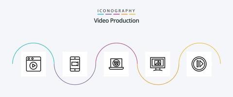 Video Produktion Linie 5 Symbol Pack einschließlich . Bildschirm . Monitor . Kamera vektor