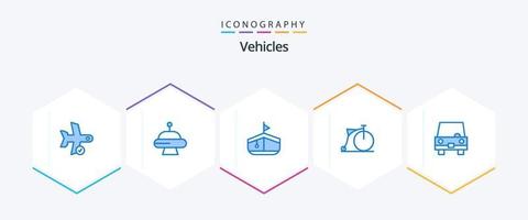 fordon 25 blå ikon packa Inklusive transport. fylld. båt. hjul. transport vektor