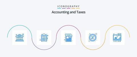 skatter blå 5 ikon packa Inklusive hyra. procent. inkomst. del. skatter vektor