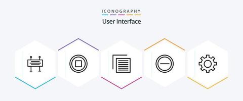 Benutzer Schnittstelle 25 Linie Symbol Pack einschließlich Schnittstelle. Einstellung. dokumentieren. Benutzer. Schnittstelle vektor